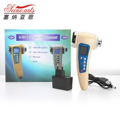 2020 Portable photon ultrasonic ion skin tightening device facial massage machine beauty instrument (LW-007 )